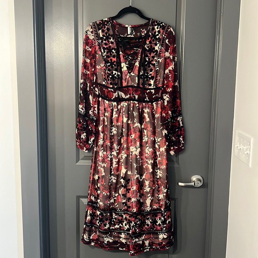 Top shop burgundy and black floral dress